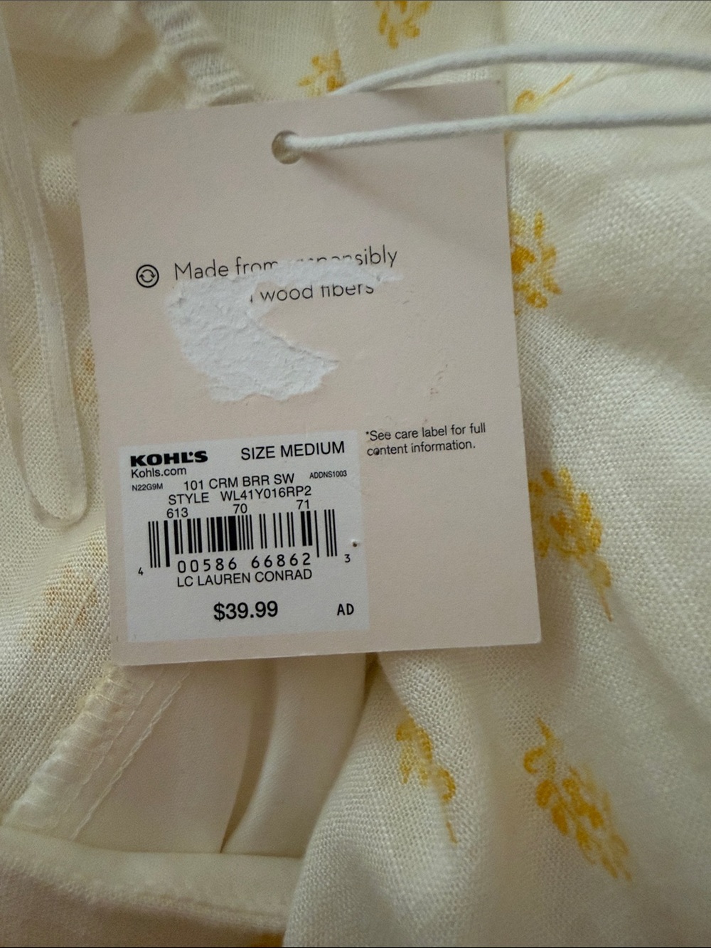 LC Lauren Conrad White Midi Dress with Yellow Floral Print and Puff Sleeves - Picture 8 of 9